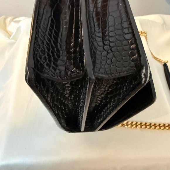 Yves Saint Laurent Sunset Black Croc-Embossed Shoulder Bag - Picture 7 of 16
